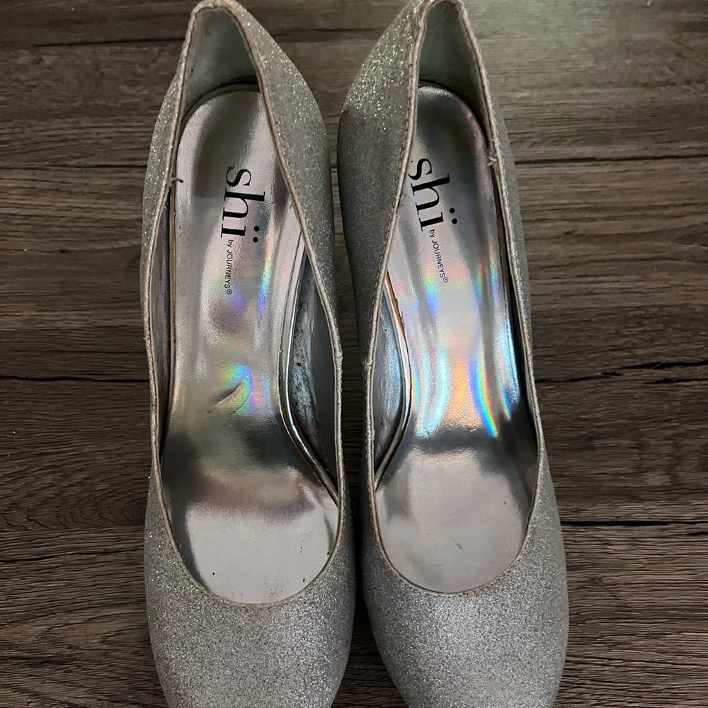 Shi by JOURNEYS Sparkling Silver Heels